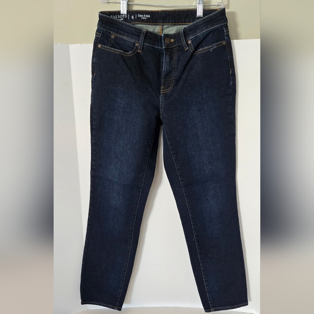Talbots Size 6 Slim Ankle Curvy Jeans Dark Wash Stretch